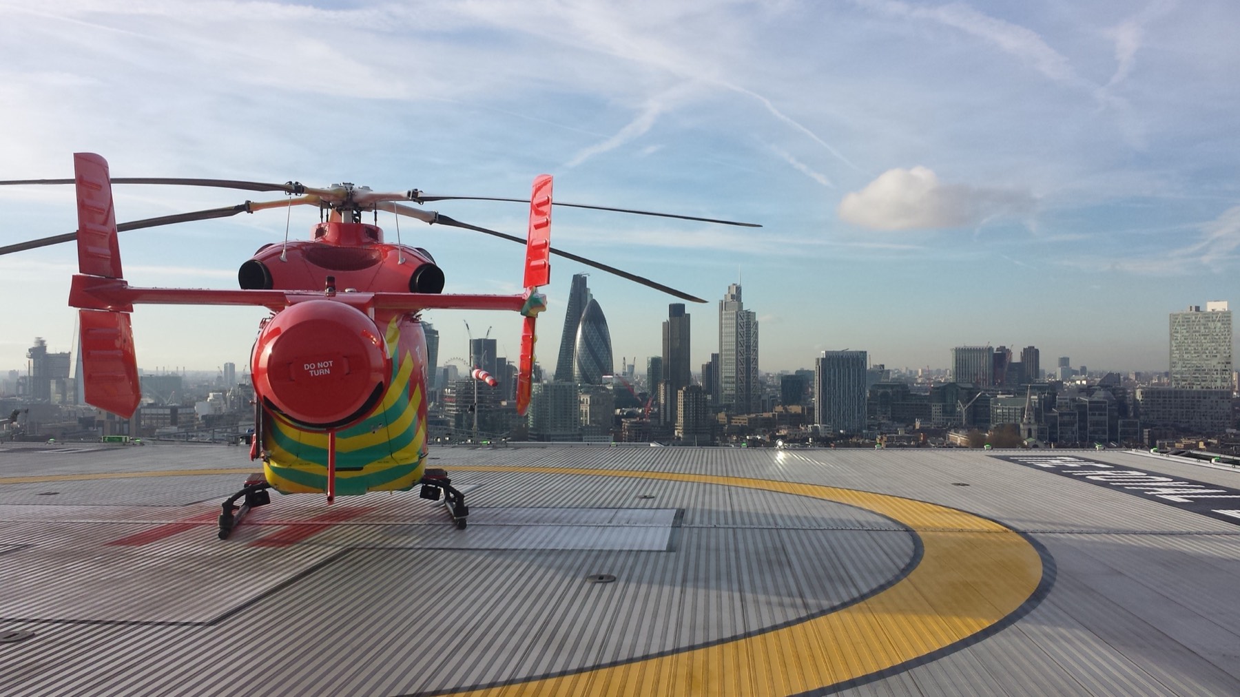 Air ambulance on a London hospital helipad